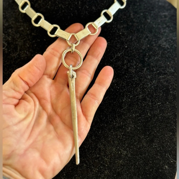 Rare sterling silver Versani necklace Avant Garde modernist chain - Picture 11 of 17